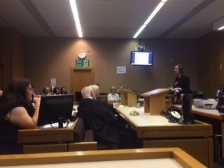 Person presenting inside a court room