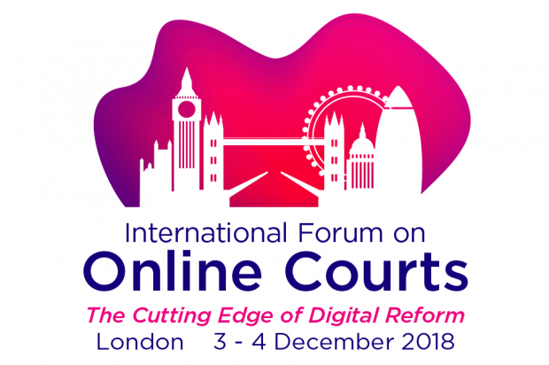 International Forum on Online Courts logo, which reads: The Cutting Edge of Digital Reform, London, 3 - 4 December 2018.